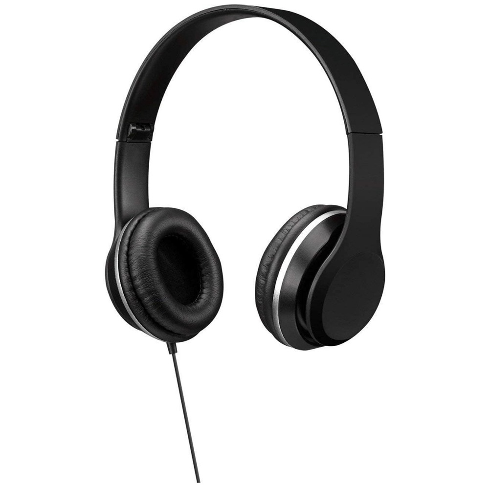 GPX IAH57B Wired Headphones Black Padded 3D Swivel Earcups Adjustable Headband